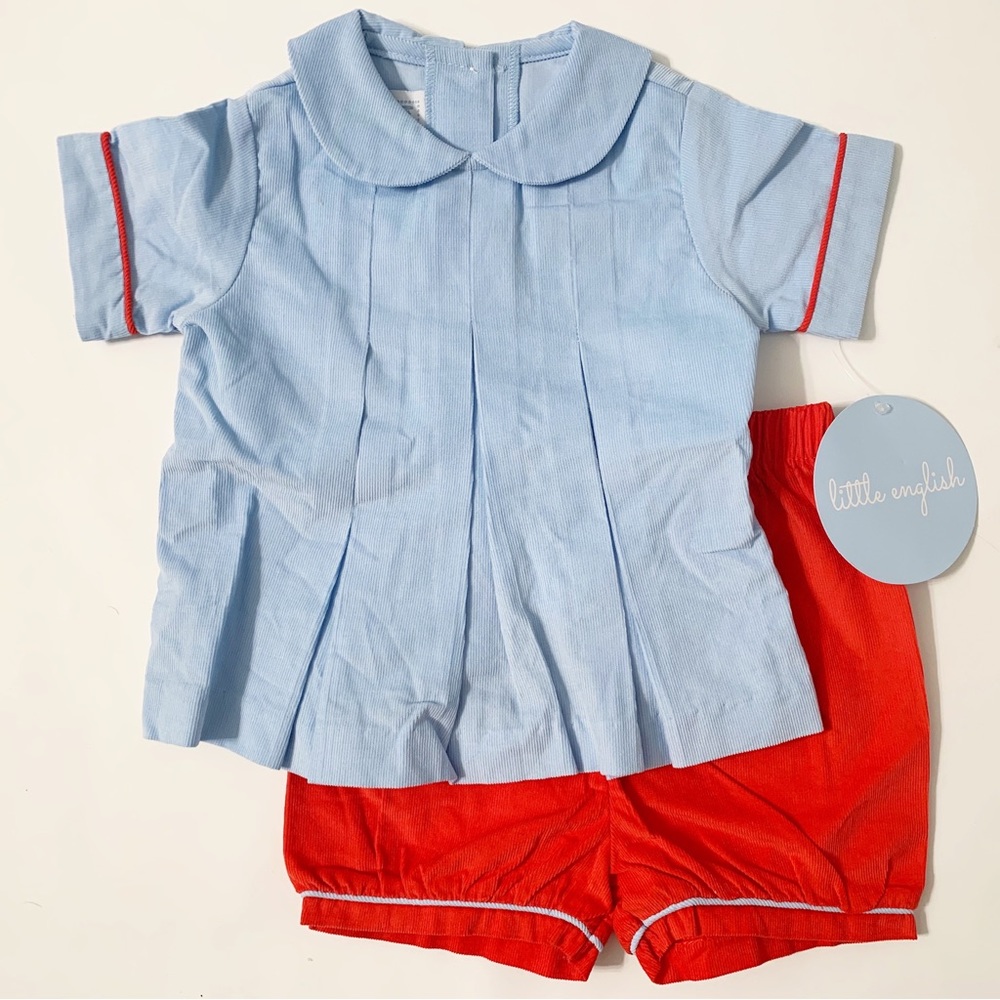 Little English Two Piece Corduroy Peter Pan Collar Elastic Waist - Size 18M